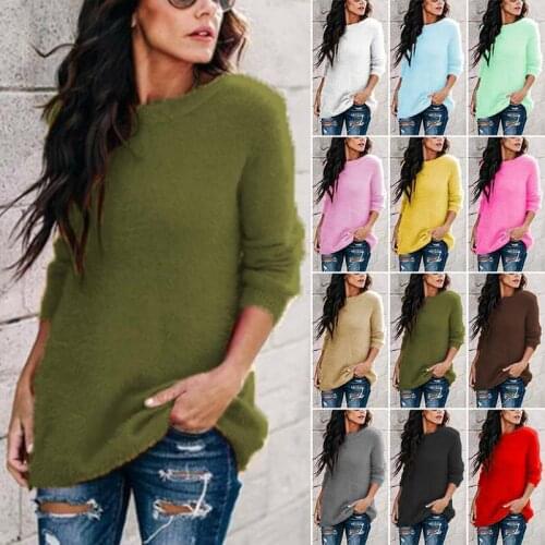 Women Knitted Sweater Sweatshirt Jumper Casual Pullover Ladies Top