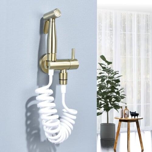 Gold Solid Brass Bidet Sprayer Toilet Kit Brass Spray Copper Valve Set Jet Bidet Faucet Bathroom Bidet Shower