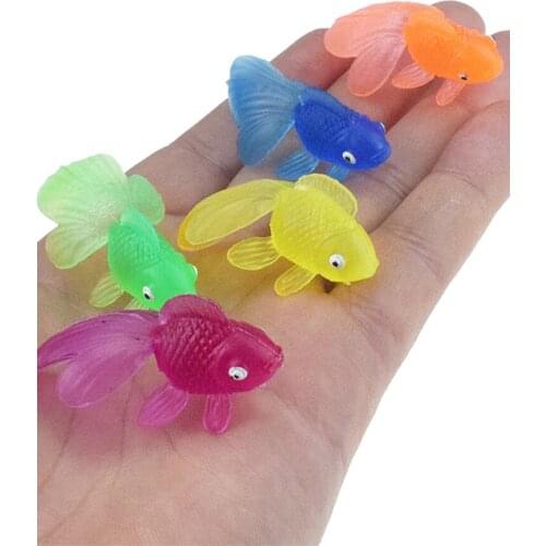 10Pcs/lot Colorful Simulation Goldfish Model Soft Rubber Gold Fish Small Goldfish Kids Toy Plastic Goldfish Gift Toys For Kids