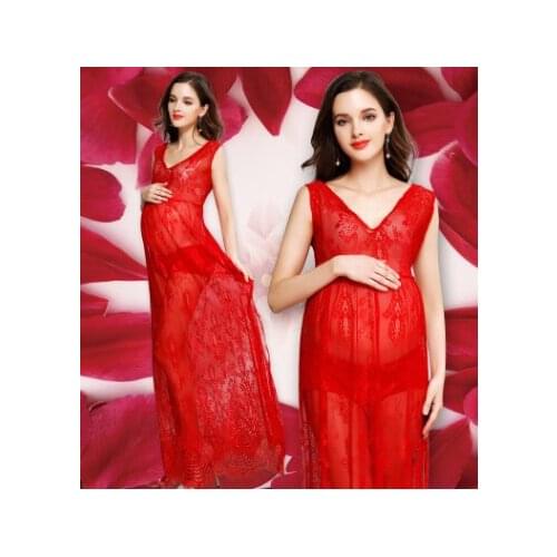2021 Maternity photography props maxi Pregnancy Clothes Lace Maternity Dress Fancy shooting photo summer pregnant dress
