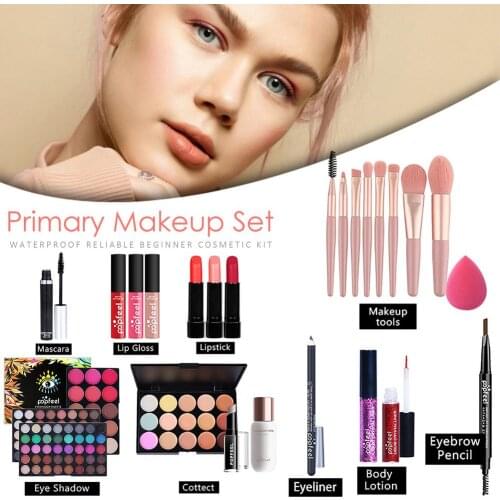 27PCS Makeup Kit Makeup Set Eyeshadow Concealer Lipstick Lip Gloss Eyebrow Pencil Mascara Eyeliner Makeup Tool Combination Set