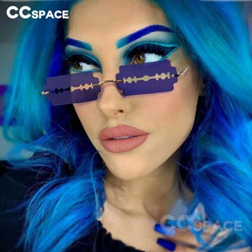 49103 Rimless Blade Prom Party Sunglasses Men Women Fashion Shades UV400 Vintage Glasses