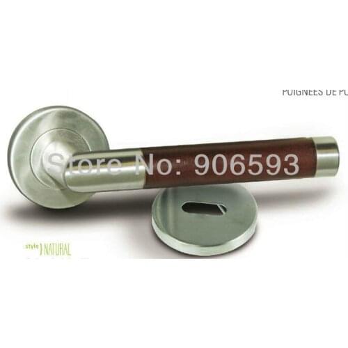 6pairs free shipping Modern stainless steel brown wooden tube door handle