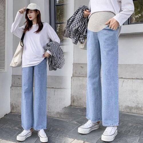 6911# Maternity pants Spring Autumn Maternity Jeans Belly Support Loose Pants Support Abdomen Elastic Waist Maternity Trousers