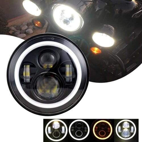 Motorbike Accessories 7" Turn Signal DRL Angel Eye Headlamp for Harley Softail Touring moto Adaptive 7 Inch Round LED Headlight