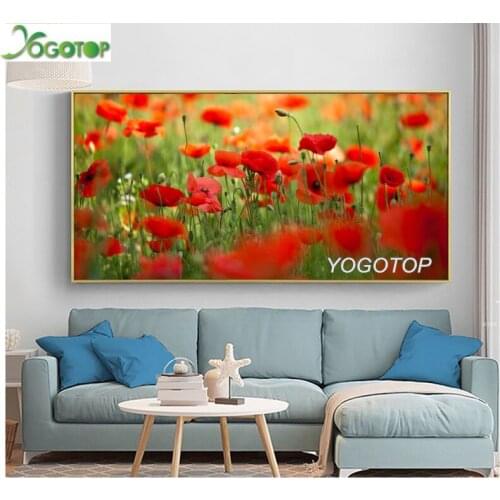 Large Size 3D DIY Diamond Painting Cross Stitch Poppy Flower Crystal Diamond Embroidery mosaic Full Drill Home Decor Red YY2332