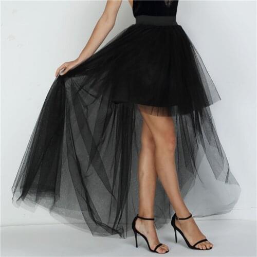 High Waist Irregular Tulle Skirt New Fashion Long Black Tutu Skirt Ball Gown For Wedding Woman Saias faldas mujer moda