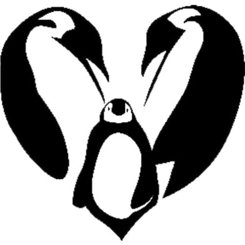Black/Silver Funny Heart Emperor Penguin Family Car Sticker 12CM*12CM