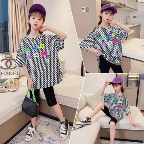 Kid Tops Summer Clothes Baby Girl Short Sleeve Tshirt Childrens New Korean Long Casual Loose Tees T Shirts for Boys and Girls