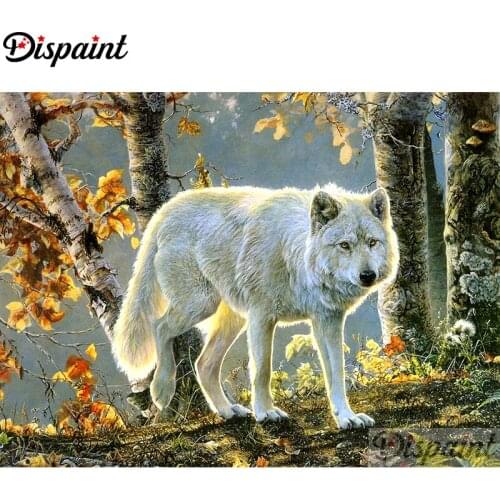 Dispaint Full Square/Round Drill 5D DIY Diamond Painting "Animal wolf scenery" Embroidery Cross Stitch 5D Home Decor A11830