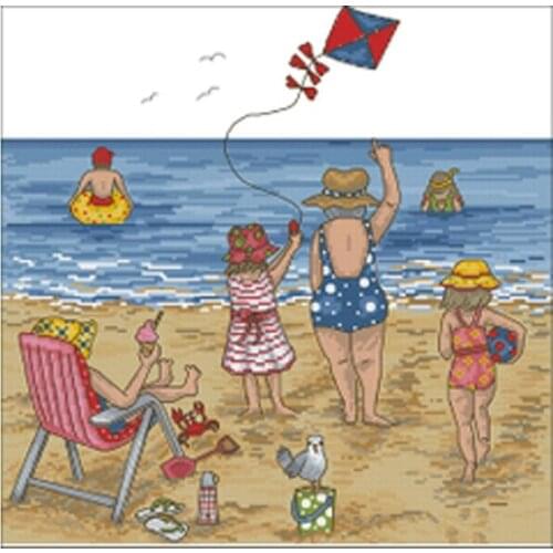 Hot selling Holiday beach patterns Counted Cross Stitch DIY Chinese Cross Stitch Kits Embroidery Needlework Sets