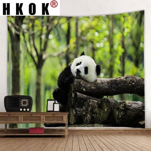 HKOK Panda Tapestry Wall Rugs Wall Hanging Covering Fabric Mural Background Cloth Towel Beach Fabric Blanket Living Home Decor