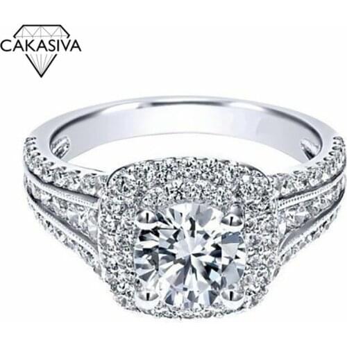 AAA Zircon Ring Platinum Diamond Ring Double Layer Super-flash Stone Ring Diamond Rings for Women