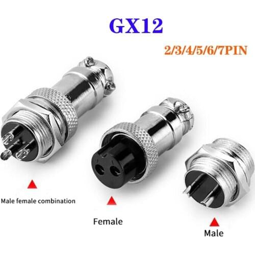 1set GX12 2/3/4/5/6/7 pin male + female 12mm L88-93 circular aviation socket plug wire panel connector series