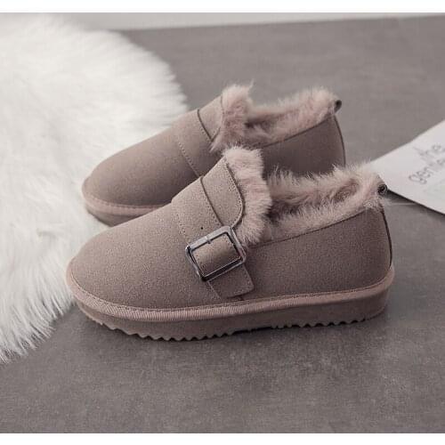 Short Boots Womens New Winter Plus Velvet To Keep Warm, Ladies Low-Top Snow Boots, Pedal Trend Cotton Shoes