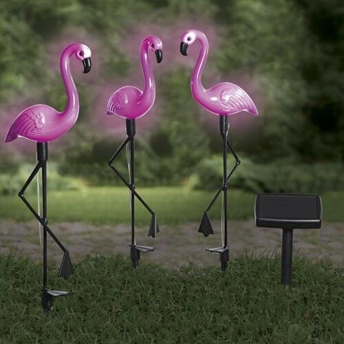 Newest 3 PCS/Set LED Solar Power Lamp Outdoor Waterproof Simulated Flamingo Lawn Lamp Home Garden Yard Pathway Decoration Light
