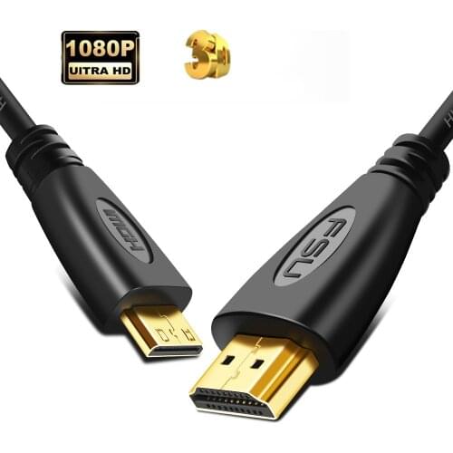 Mini HDMI to HDMI Cable male to male 1080p 3D High speed Gold Plated Plug Mini HDMI to HDMI Cable for Projector Notebook Camera