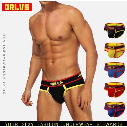 ORLVS Brand Men Underwear Sexy Men Briefs Cotton Breathable Comfortable Underpants Quick Dry Male Panties Cueca Tanga OR175