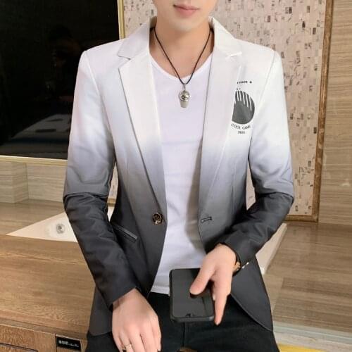 2021 Men Printed Small Suit Male Korean Version The Self-cultivation Stand-up Collar Chinese Tunic Casual Suit Thin Jacket Youth