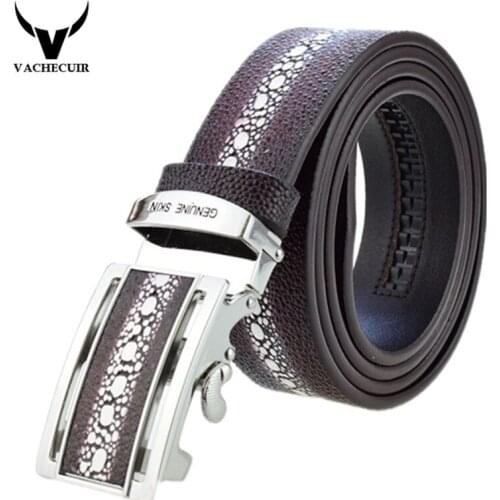 100% cow genuine leather 2017 new men fashion classice vintage caviar embossing male belts for men automatic buckle strap L424