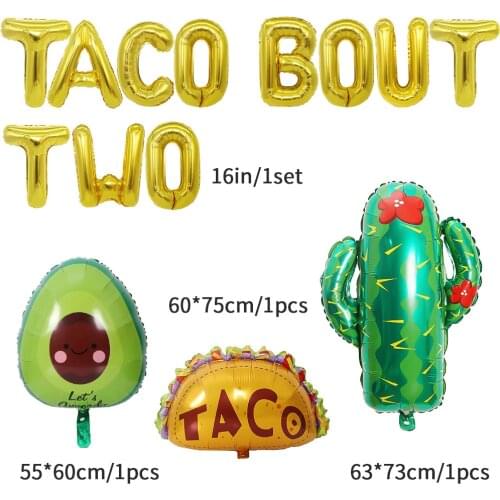 TACO BOUT Balloon Cactus Avocado Aluminum Film Globos Taco Bar Decorations Sign for Fiesta Mexican Party Birthday Baby Shower
