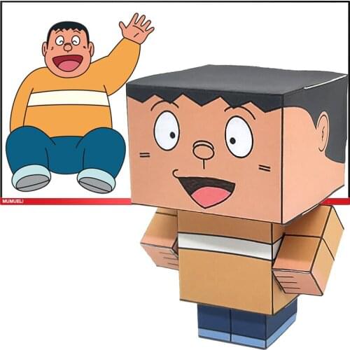 No-glue Doraemon Big G Konta Takeshi Cute Mini 3D Paper Model Papercraft Anime Figure DIY Cubee Kids Adult Craft Toys CS-041