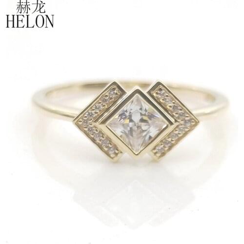 Solid 10k Yellow Gold Princess cut 4MM 100% Genuine AAA Graded Cubic Zirconia Engagement Wedding Women Trendy Jewelry Ring Gift