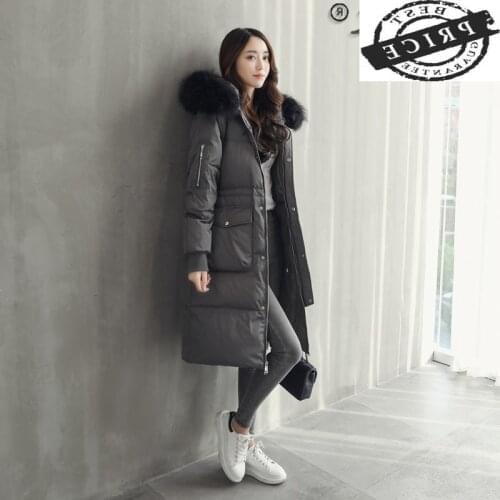 Woman Coat ZVAQS 2021 Winter a0%white Duck Down Jackets Women Clothes Real Raccoon Fur Collar Parkas Female Jacket Casaco TN1a3