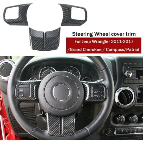 Carbon Fiber Steering Wheel Decoration Trim for Jeep Wrangler JK Compass Grand Cherokee 2011-2017