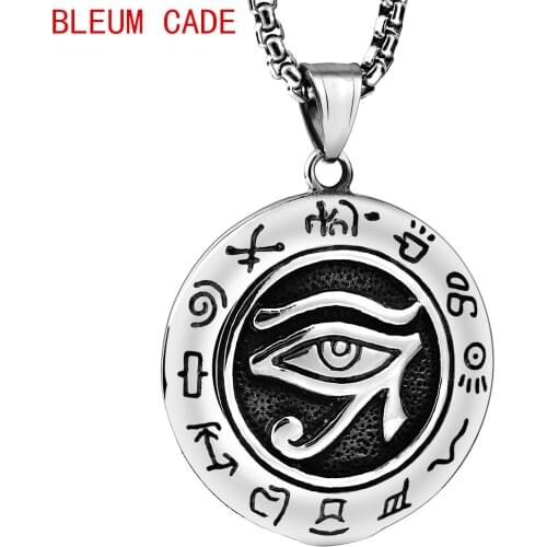 Hiphop/Rock Religious Egyptian Eye of Horus Ancient Egypt Pendant Necklace Stainless Steel Jewelry