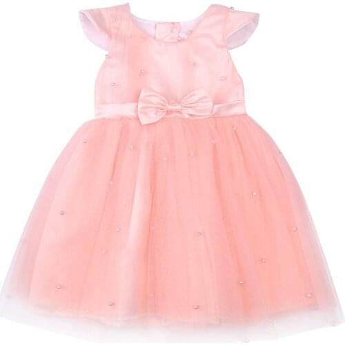 Toddler Baby Girls Round Collar Dress, Solid Color Short Sleeve Outfits, Casual High Waist One-piece Clothing