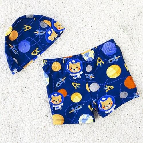 Baby Boys Swimming Trunks With Cap 3-9 Years Cartoon Swimsuits Kids Bathing Suit Children Swim Shorts Boys Beach Pants Swimwear