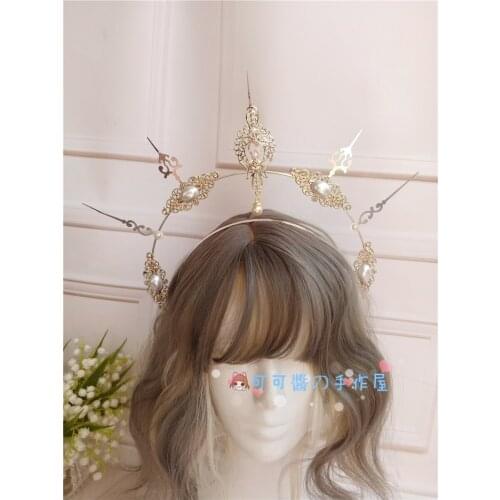 Notre Dames halo KC Crown of sinking Sun Gothic Lolita Godmothers Crown star Moon floating light Cosplay Tea Party Headband KC
