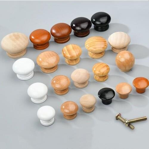 1Pair Natural Wooden Cabinet Pulls Single Hole Round Handles Drawer Knobs for Cabinet Dresser Wardrobe Door Furniture Hardware