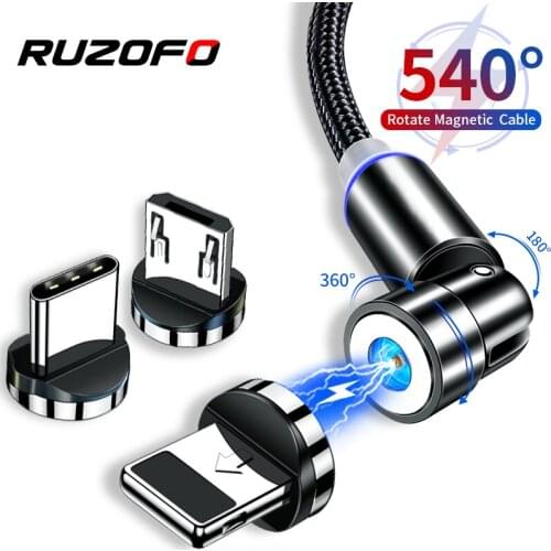 RUZOFO 540 Rotate Magnetic Charging Cable Fast Charging For Type C Micro Magnet Charger USB Cable Mobile Phone USB Cable Cord