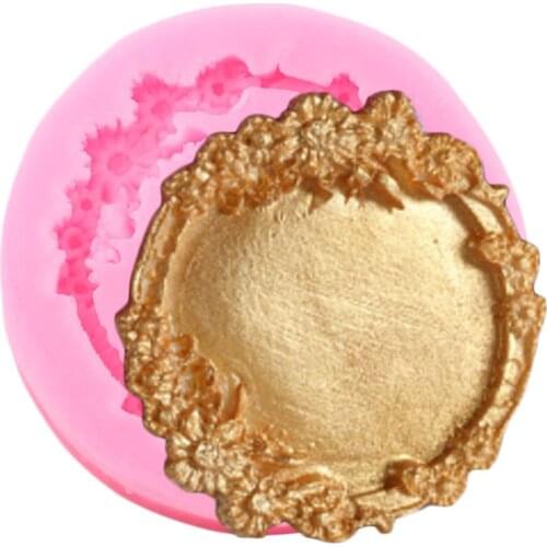 Wreath Mirror Frame Silicone Mold DIY Wedding Cupcake Topper Fondant Molds Cake Decorating Tools Chocolate Gumpaste Resin Moulds