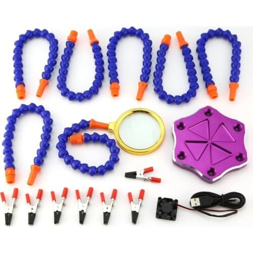 Drone Welding Station Third Hand Six Arm Soldering Station Helper with USB Fan Magnifier DIY Kit Spare Parts for RC Drone