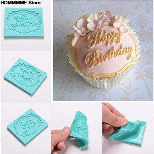 Cake Cupcake Decoration Silicone Cake Mould Happy Birthday Letter Print Mold Fondant Chocolate Mold Gifts For Kids Gift 6.8cm
