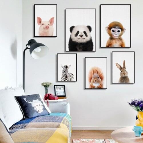Towoto Baby Animal Print Nordic Poster Minimalist Canvas Painting Safari Nursery Wall Art Kids Baby Room Decoration Pictures
