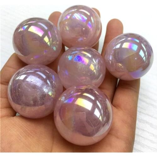 1pcs Aura Pink Rose Powder Crystal Quartz Ball Natural Crystal Sphere Ball Healing Stone Home Decoration Lovers Gifts