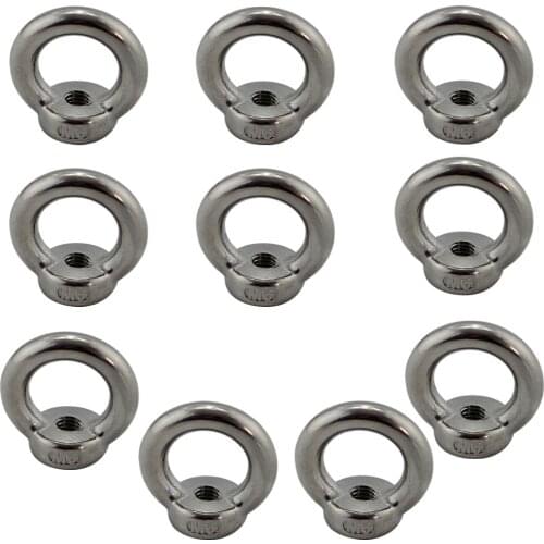Stainless Marine Heavy Duty Lifting Eye Nut Marine Lifting DIN582 Eye Ring Nut Screw Loop Hole for Wire Rope Cable 10pcs M10