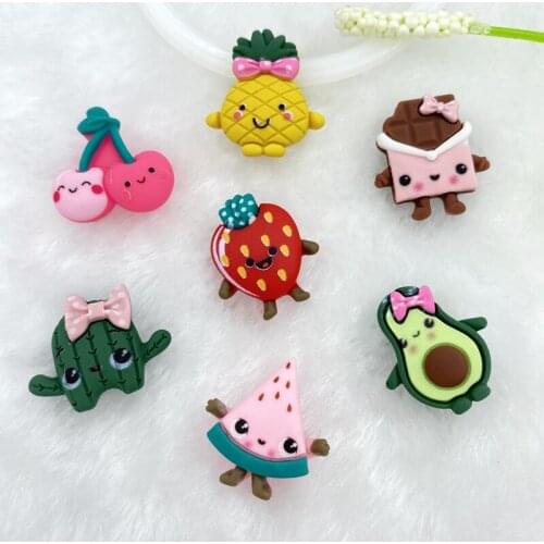 100Pcs Resin Lovely Mixed fruit animals Flatback Cabochon Scrapbook Kawaii DIY Embellishments Accessories C14