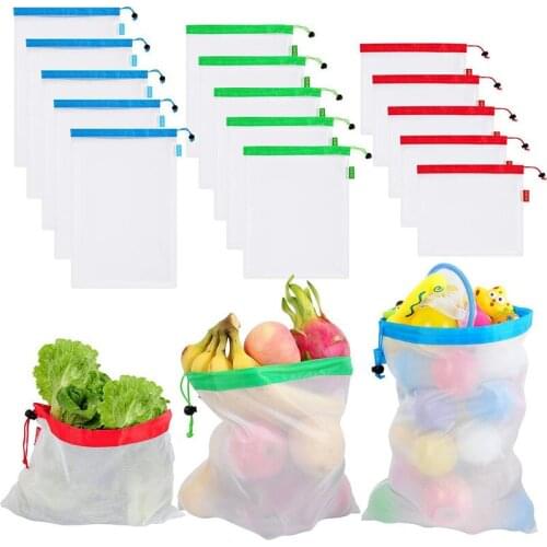 12 washable bags, reusable mesh agricultural product bags for grocery shopping, storage of fruit and vegetable toy storage bag