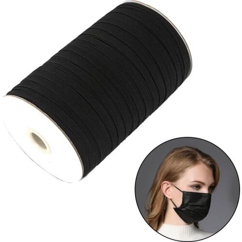 200 Yard 5mm Width Stretchy Flat Elastic Bands Cord Ear Tie String Rope for DIY Clothes Earloop Sewing Handmade Crafting Black