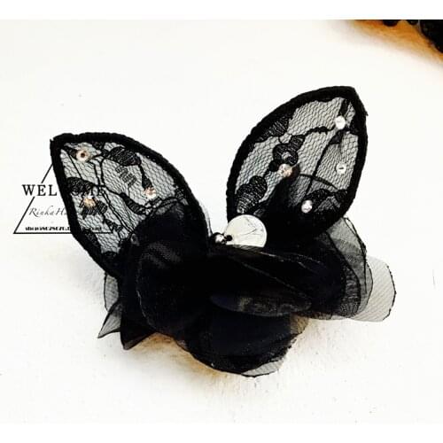 2020 New Pet Grooming Handmade pet headdress dog head flower Teddy Yorkshire black rabbit ears hair clip