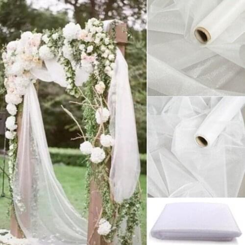 5pcs Tulle Roll 5M Organza Silk Flower Spool Craft Tulle Arches Sheer Crystal Fabric Flower Door Wedding Party Decoration 6Z