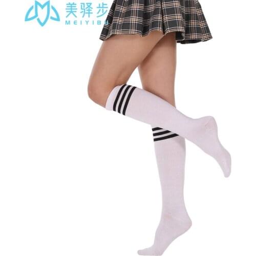 6 Pairs Per Set Summer Female Girl Women Dance Stocking Lady Black Socks and Knee Socks Stripe Factory Direct Sales