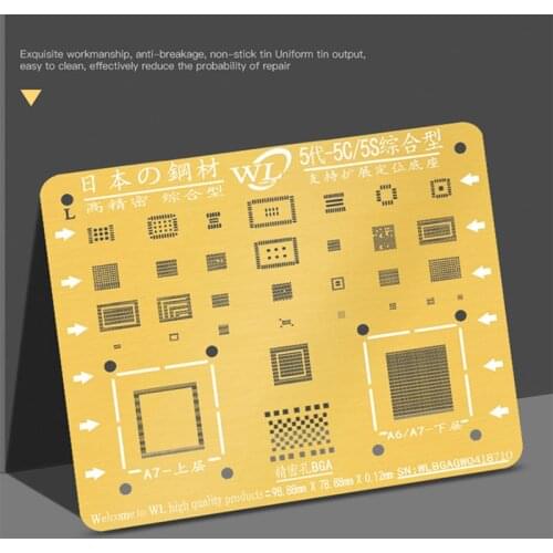 6Pcs WL Golden BGA Reballing Stencil Tin Mesh Solder Template for iPhone 5 5C 5S 6 6P 6S 6SP 7 7P 8 8P X XR XS MAX