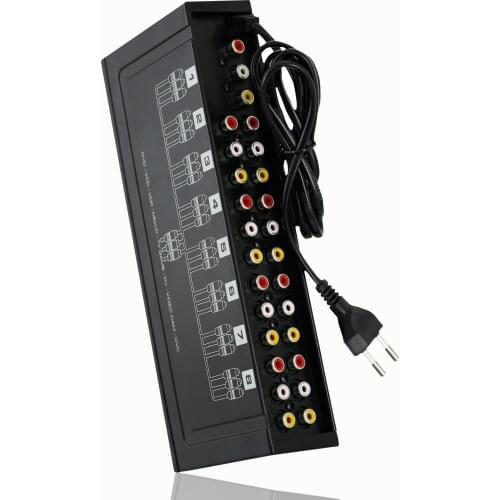 8 Ports 1 In 8 Out 8 ways 3 RCA AV Audio Video Splitter Amplifier Box for TV Box HDTV DVD PS3