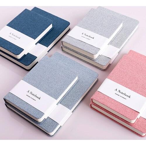 Notebook Linen hard cover Blank/grid page 132 pages Diary sketchbook School supplies